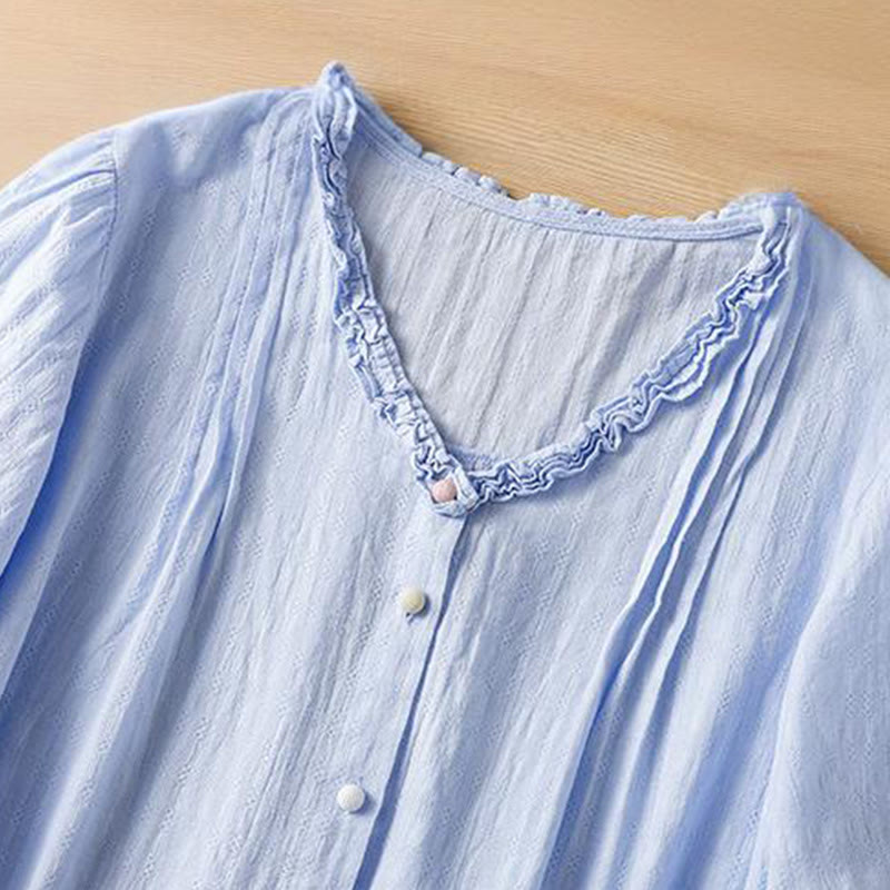 Breathable Viscose Pleated V-Neck Meditation Shirt
