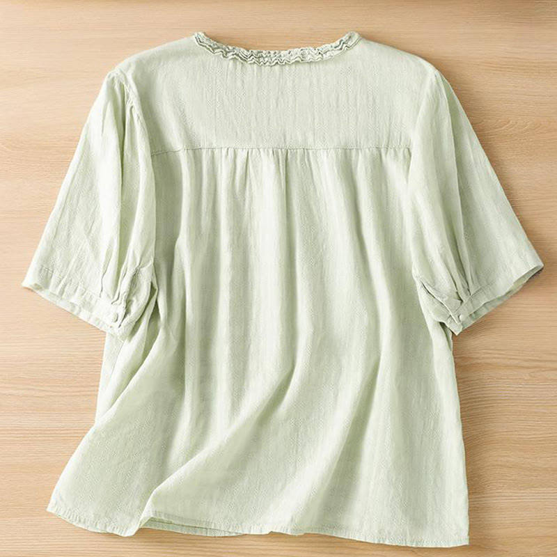 Breathable Viscose Pleated V-Neck Meditation Shirt