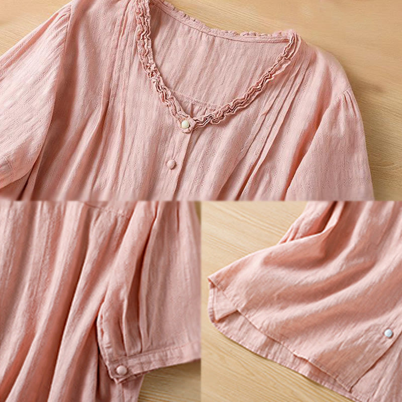 Breathable Viscose Pleated V-Neck Meditation Shirt