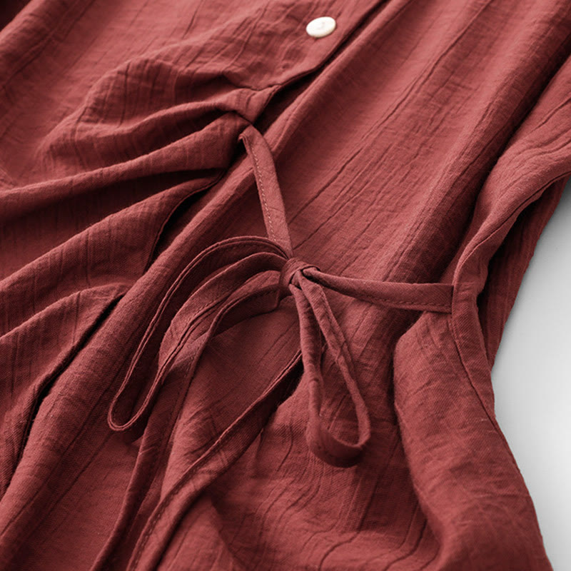 Cotton-Blend Asymmetrical Puff-Sleeve Mindful Meditation Shirt