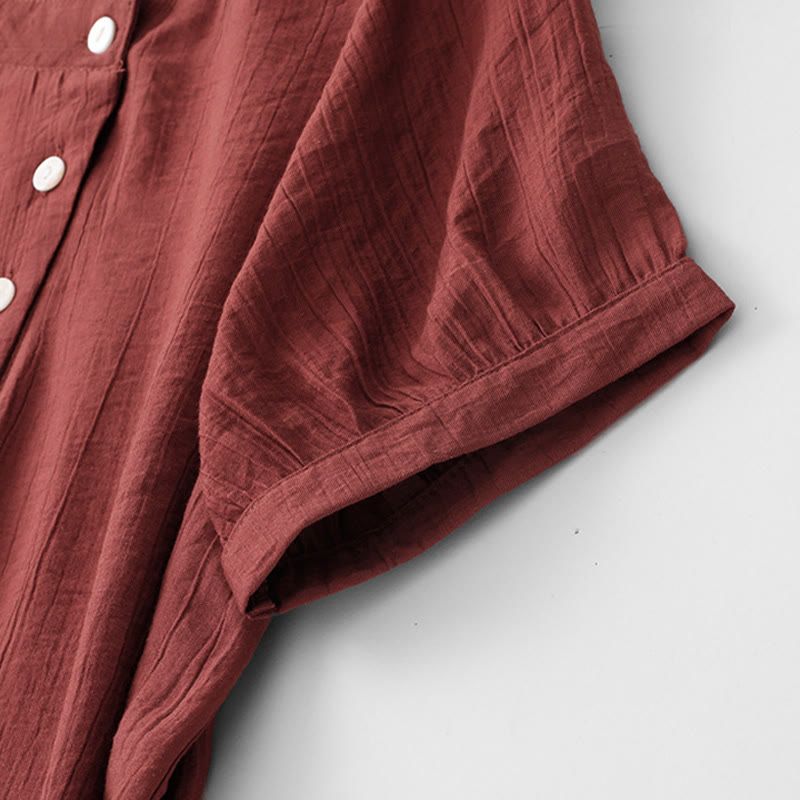 Cotton-Blend Asymmetrical Puff-Sleeve Mindful Meditation Shirt