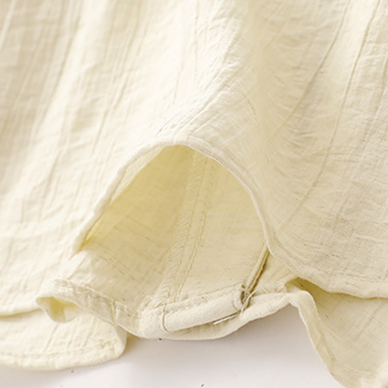 Cotton-Blend Asymmetrical Puff-Sleeve Mindful Meditation Shirt