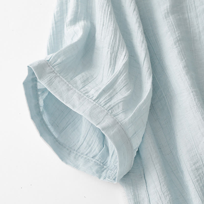 Cotton-Blend Asymmetrical Puff-Sleeve Mindful Meditation Shirt