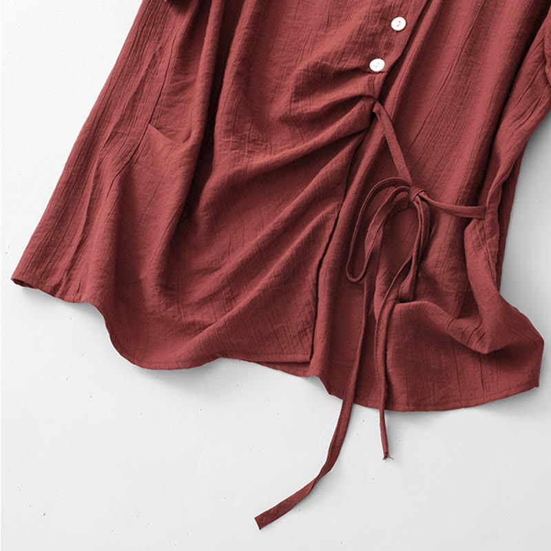 Cotton-Blend Asymmetrical Puff-Sleeve Mindful Meditation Shirt