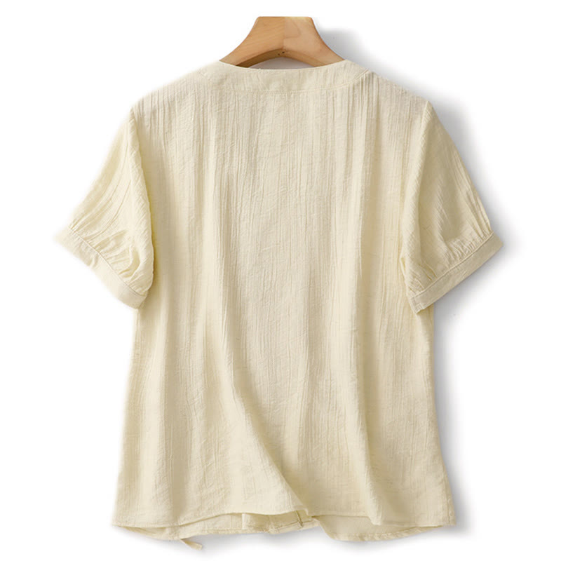 Cotton-Blend Asymmetrical Puff-Sleeve Mindful Meditation Shirt