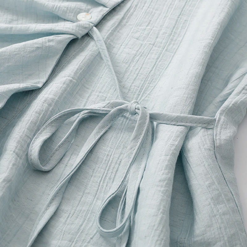 Cotton-Blend Asymmetrical Puff-Sleeve Mindful Meditation Shirt