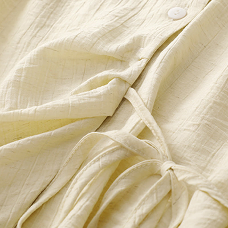 Cotton-Blend Asymmetrical Puff-Sleeve Mindful Meditation Shirt