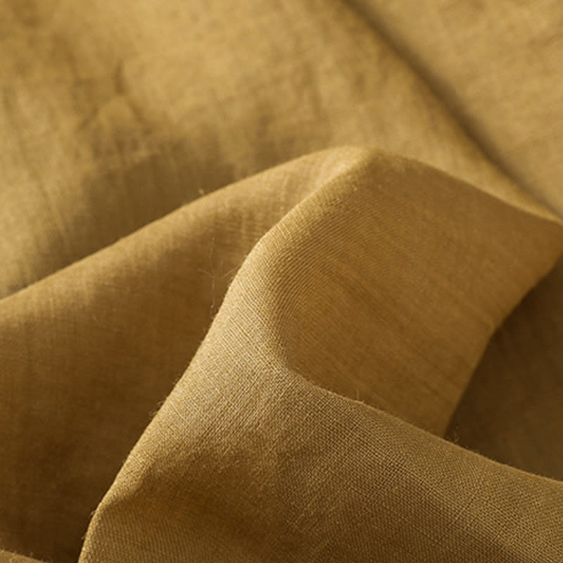 Daily Three Quarter Sleeve Cotton Linen Women's Shirt With Pockets