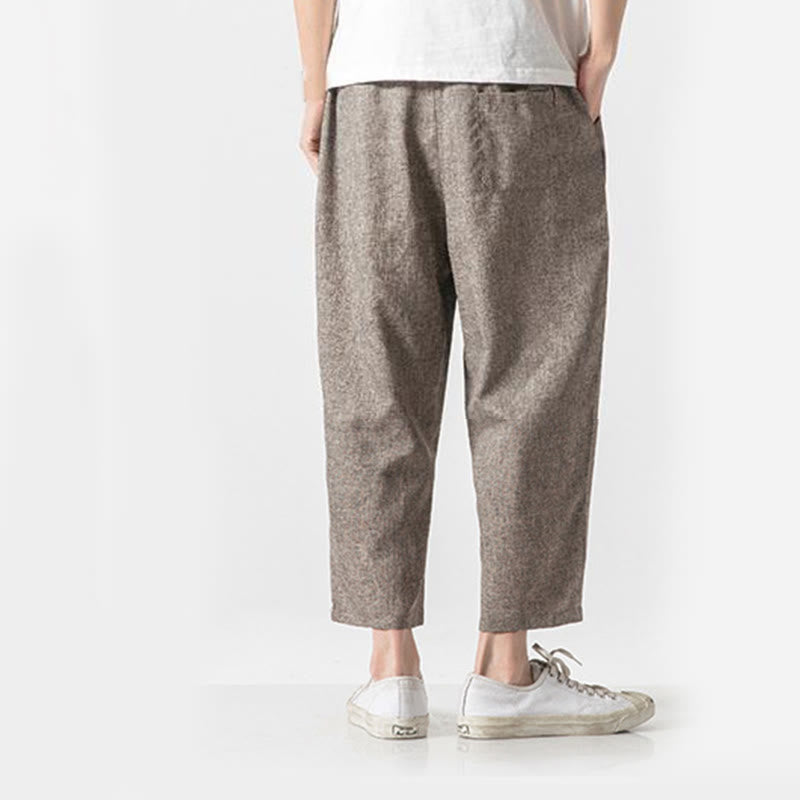 Breathable Cotton Linen 7/8 Length Straight Leg Meditation Trousers