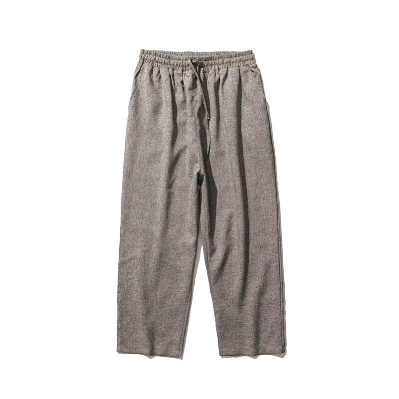 Breathable Cotton Linen 7/8 Length Straight Leg Meditation Trousers