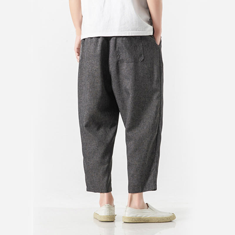 Breathable Cotton Linen 7/8 Length Straight Leg Meditation Trousers