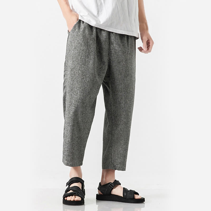 Breathable Cotton Linen 7/8 Length Straight Leg Meditation Trousers