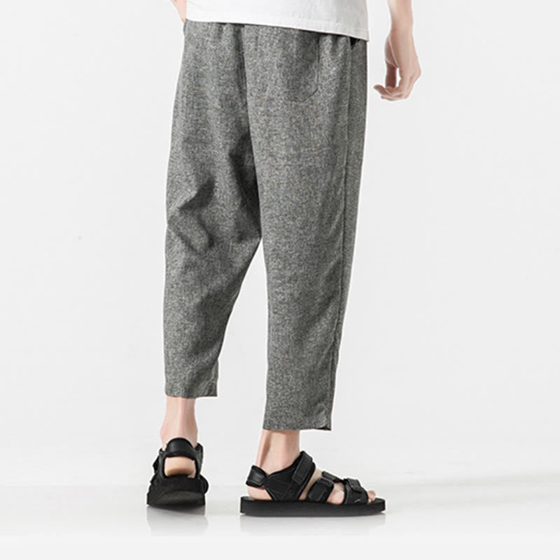 Breathable Cotton Linen 7/8 Length Straight Leg Meditation Trousers