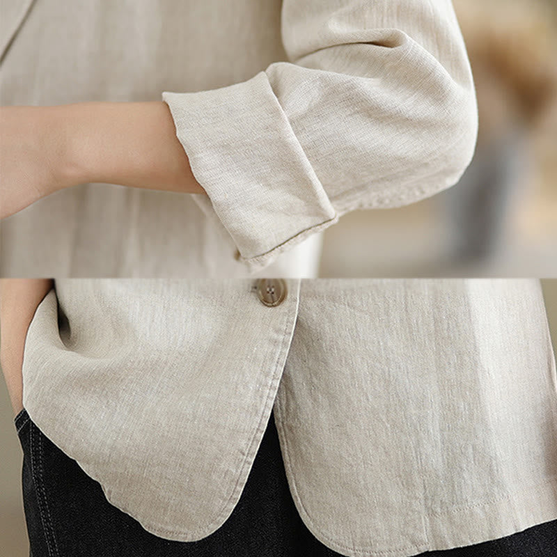 Breathable Cotton Linen Lapel Mindful Transition Jacket