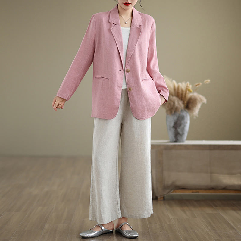 Breathable Cotton Linen Lapel Mindful Transition Jacket