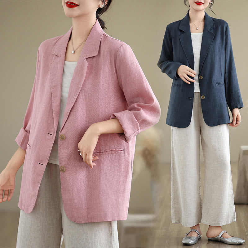 Breathable Cotton Linen Lapel Mindful Transition Jacket