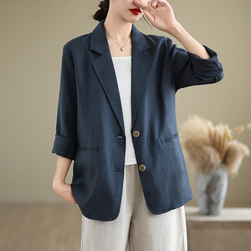 Breathable Cotton Linen Lapel Mindful Transition Jacket