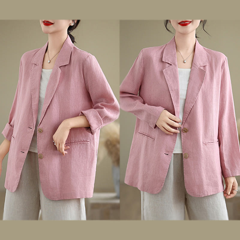 Breathable Cotton Linen Lapel Mindful Transition Jacket