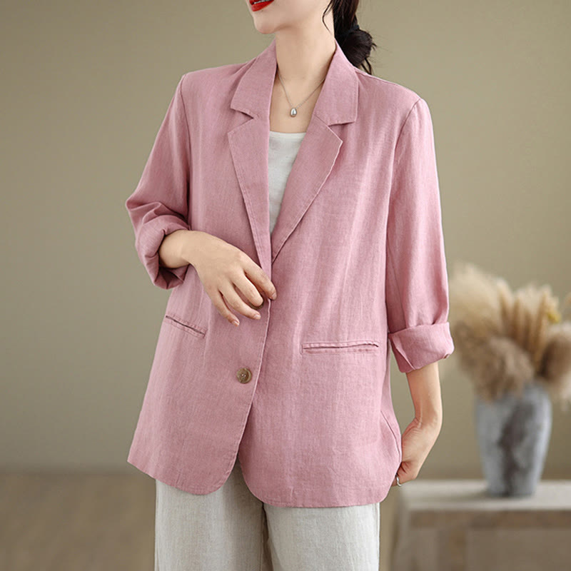 Breathable Cotton Linen Lapel Mindful Transition Jacket