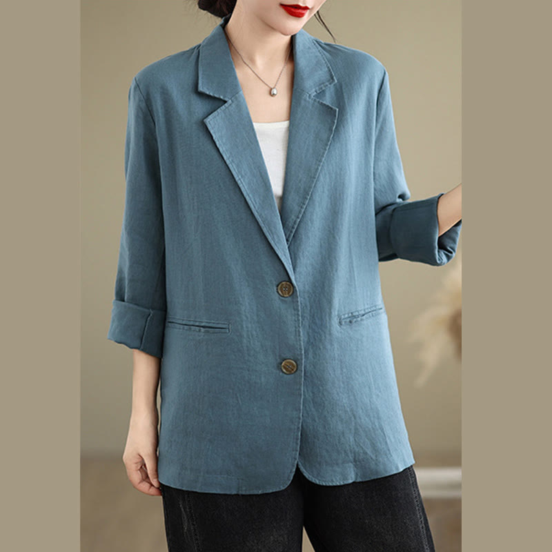 Breathable Cotton Linen Lapel Mindful Transition Jacket