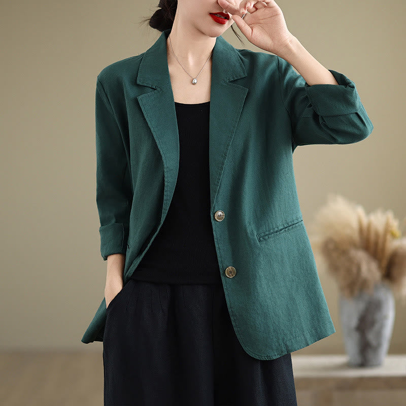 Breathable Cotton Linen Lapel Mindful Transition Jacket