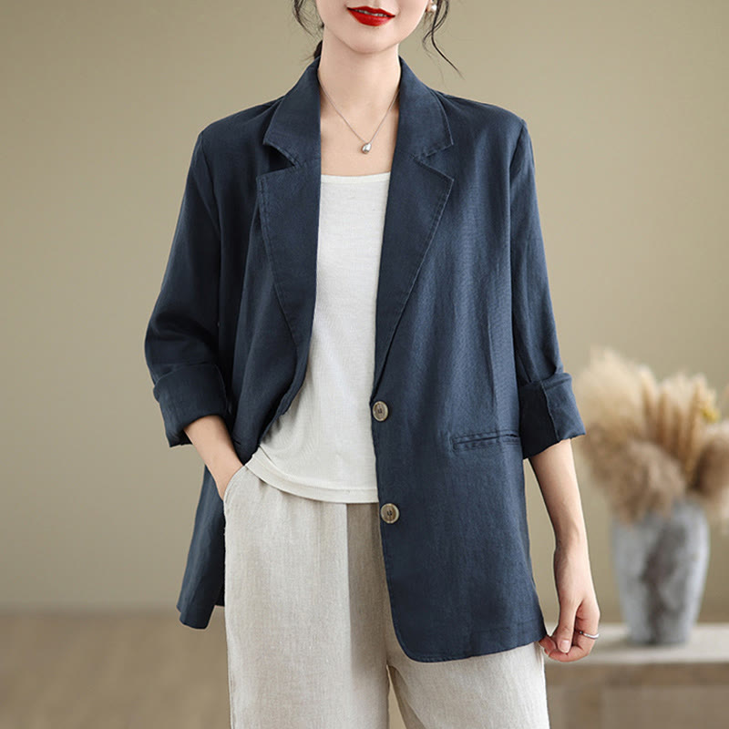Breathable Cotton Linen Lapel Mindful Transition Jacket