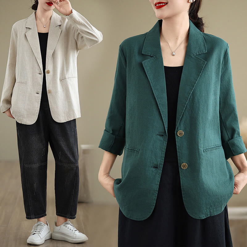 Breathable Cotton Linen Lapel Mindful Transition Jacket