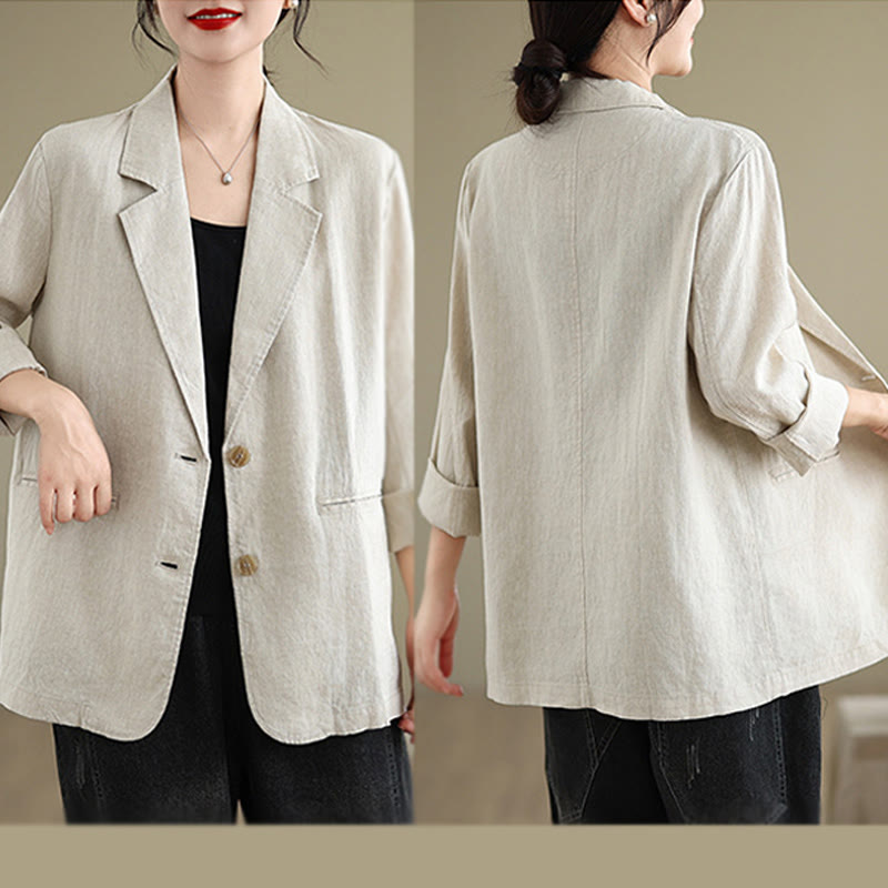 Breathable Cotton Linen Lapel Mindful Transition Jacket