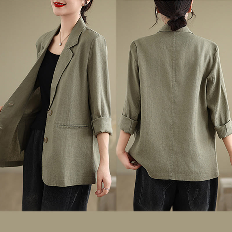 Breathable Cotton Linen Lapel Mindful Transition Jacket