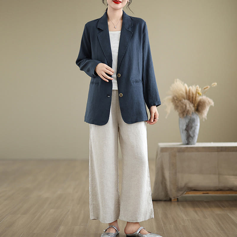 Breathable Cotton Linen Lapel Mindful Transition Jacket