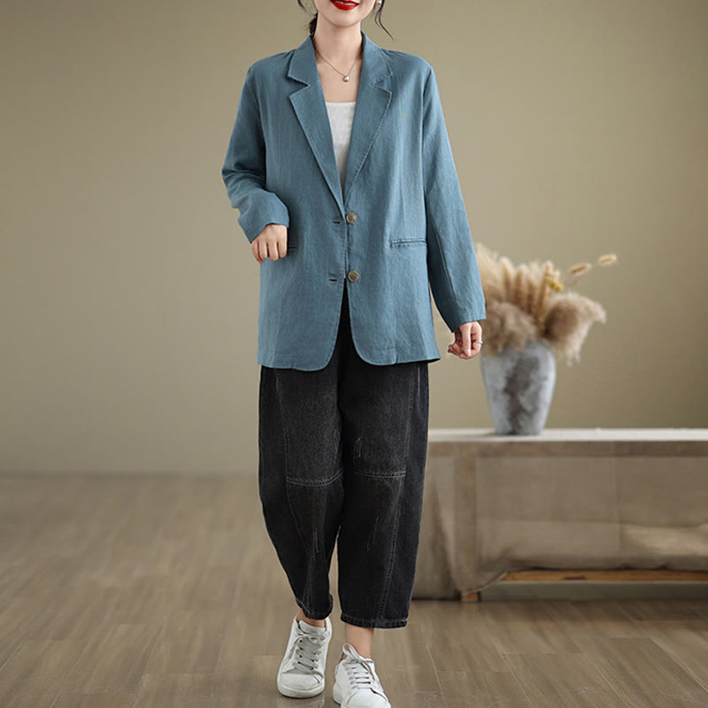 Breathable Cotton Linen Lapel Mindful Transition Jacket