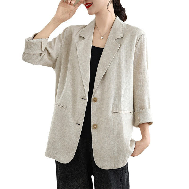 Breathable Cotton Linen Lapel Mindful Transition Jacket