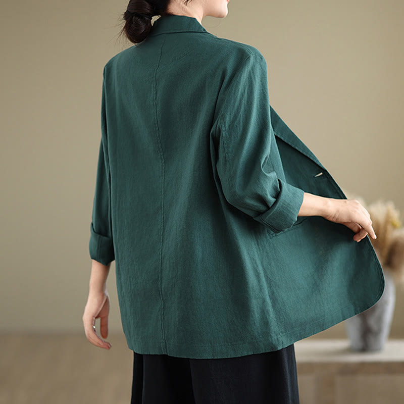 Breathable Cotton Linen Lapel Mindful Transition Jacket