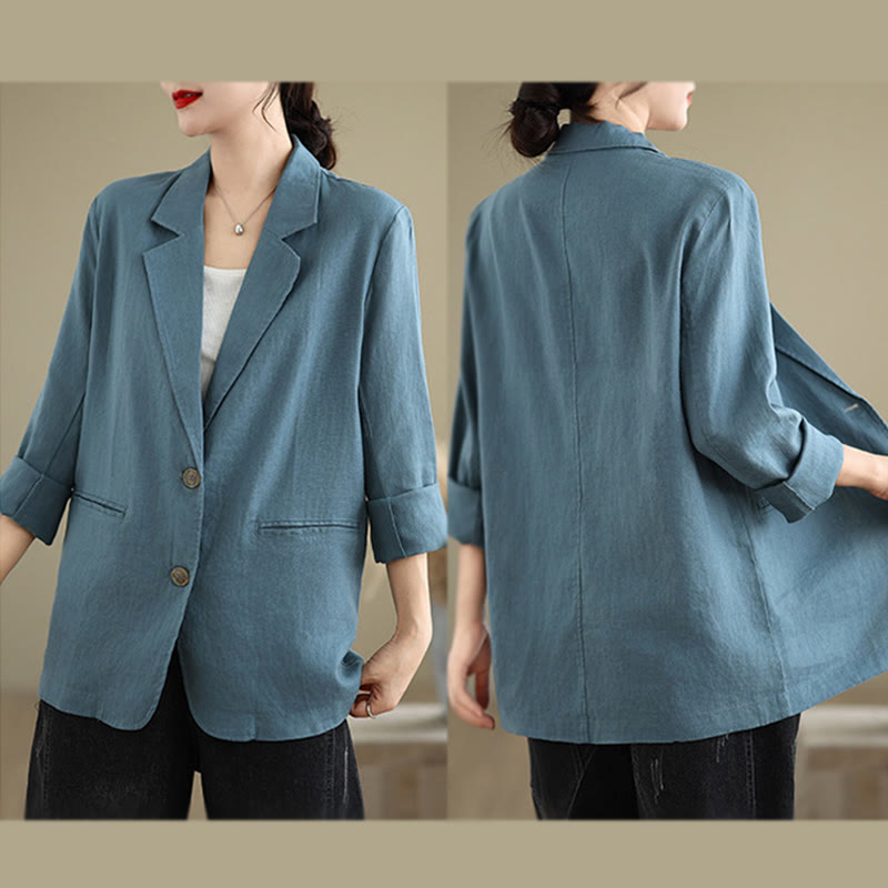 Breathable Cotton Linen Lapel Mindful Transition Jacket