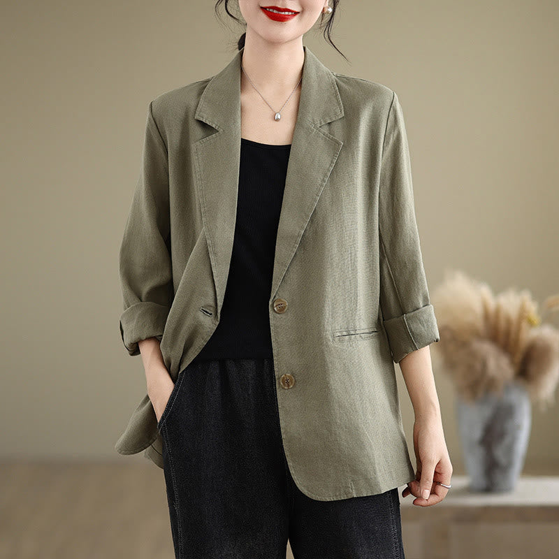 Breathable Cotton Linen Lapel Mindful Transition Jacket