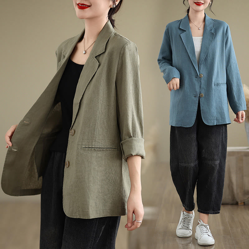 Breathable Cotton Linen Lapel Mindful Transition Jacket