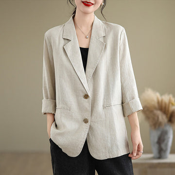 Breathable Cotton Linen Lapel Mindful Transition Jacket