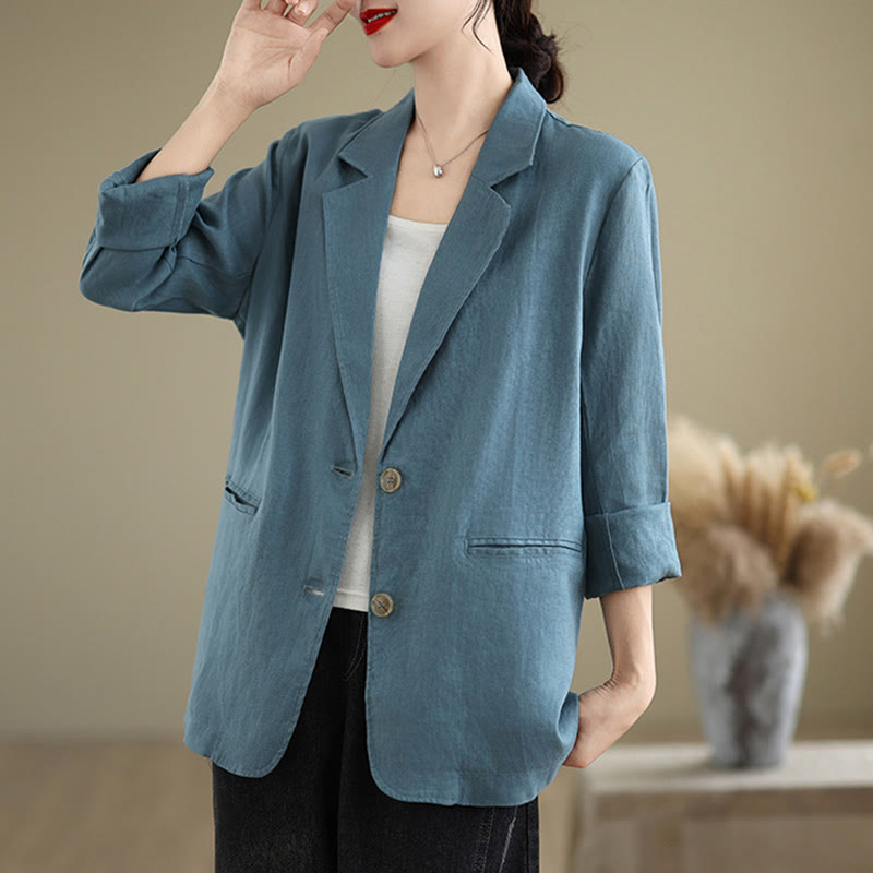 Breathable Cotton Linen Lapel Mindful Transition Jacket
