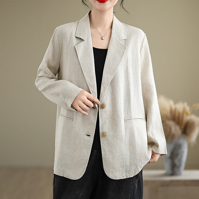 Breathable Cotton Linen Lapel Mindful Transition Jacket