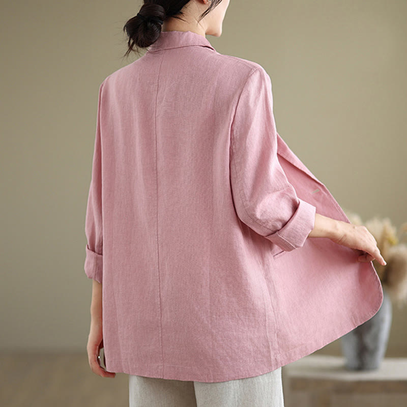 Breathable Cotton Linen Lapel Mindful Transition Jacket