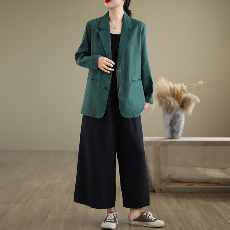 Breathable Cotton Linen Lapel Mindful Transition Jacket