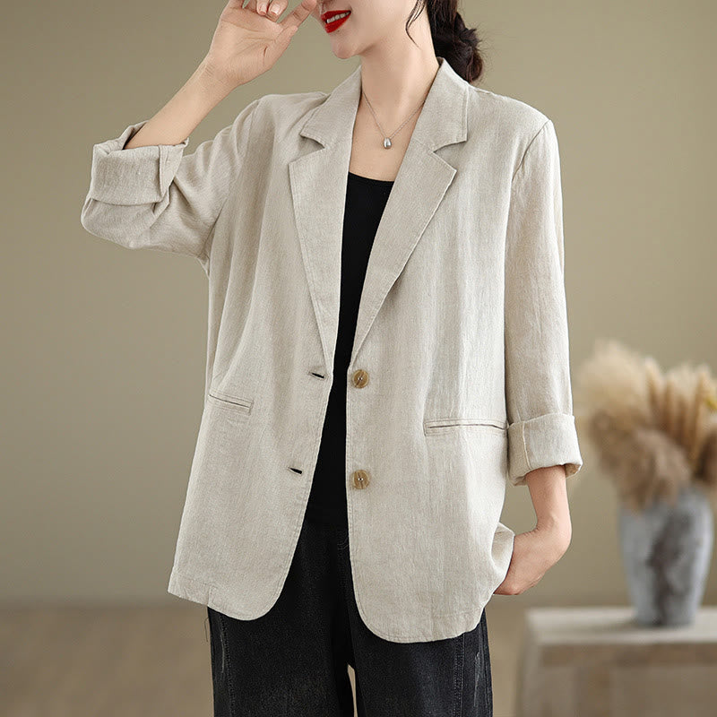 Breathable Cotton Linen Lapel Mindful Transition Jacket