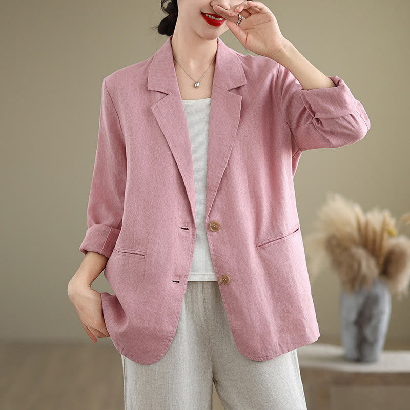Breathable Cotton Linen Lapel Mindful Transition Jacket