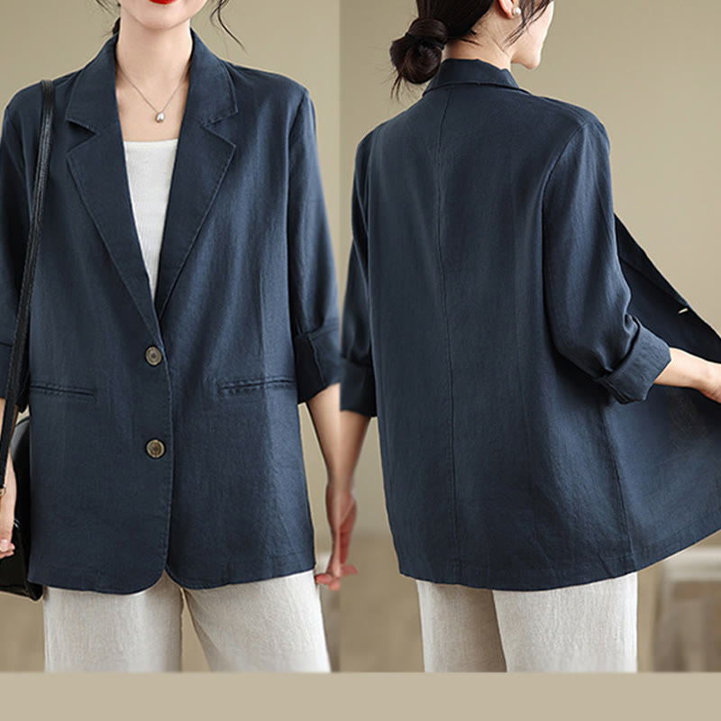 Breathable Cotton Linen Lapel Mindful Transition Jacket