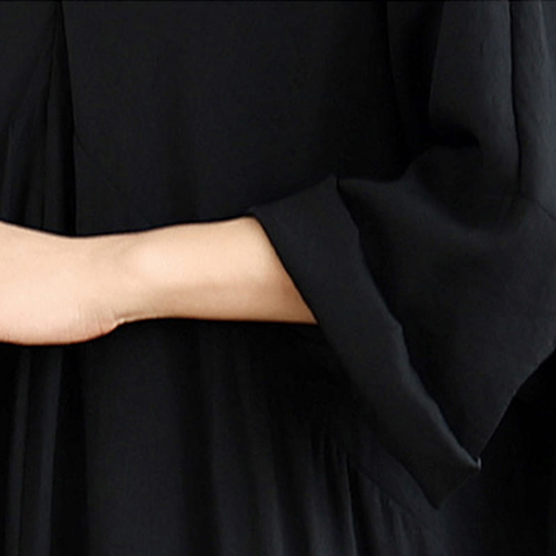 Tactile Cotton Blend Relaxed V-Neck Mindful Movement Midi Dress