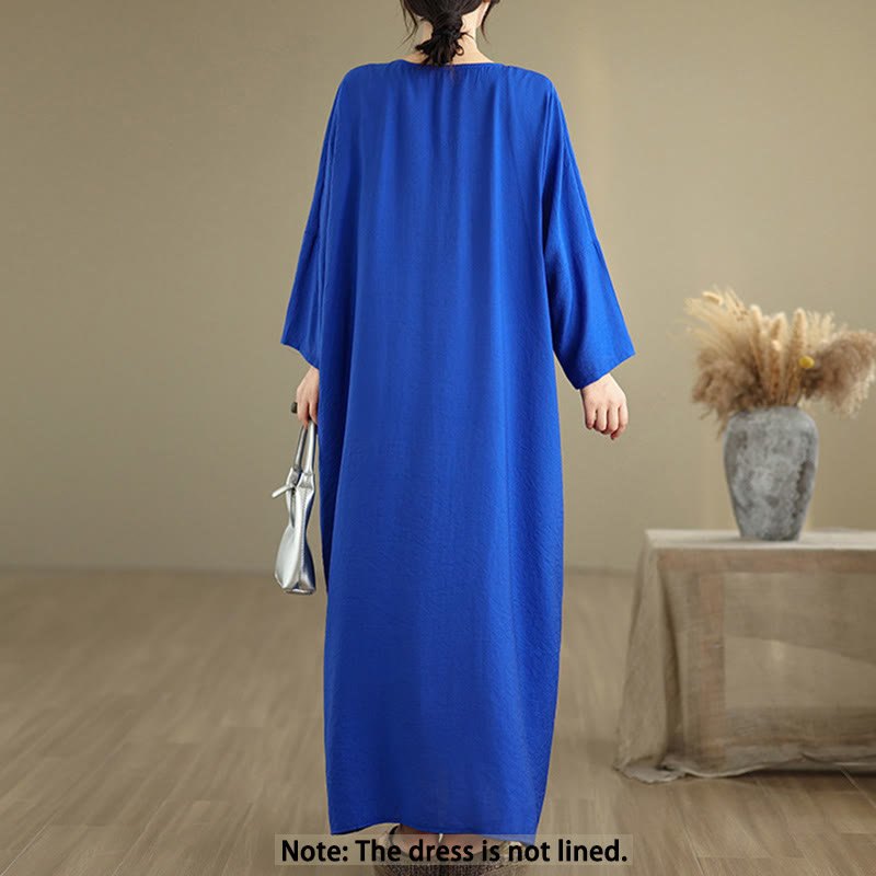 Tactile Cotton Blend Relaxed V-Neck Mindful Movement Midi Dress