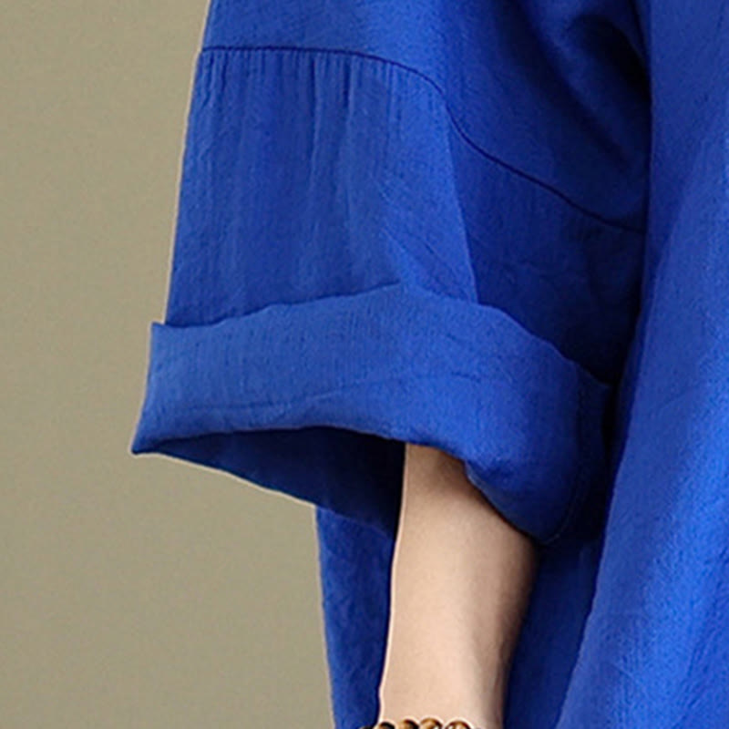 Tactile Cotton Blend Relaxed V-Neck Mindful Movement Midi Dress