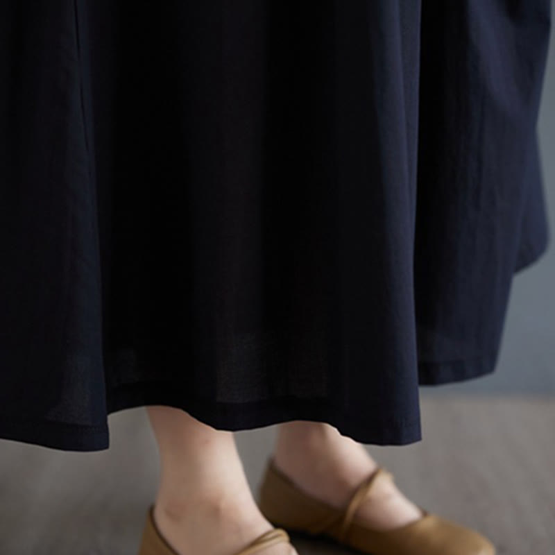 Tactile Cotton Pleated Half-Sleeve Mindful Midi Dress
