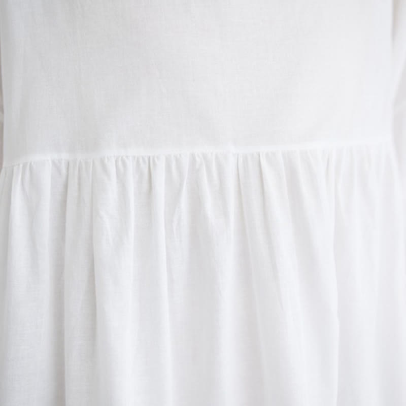 Tactile Cotton Pleated Half-Sleeve Mindful Midi Dress