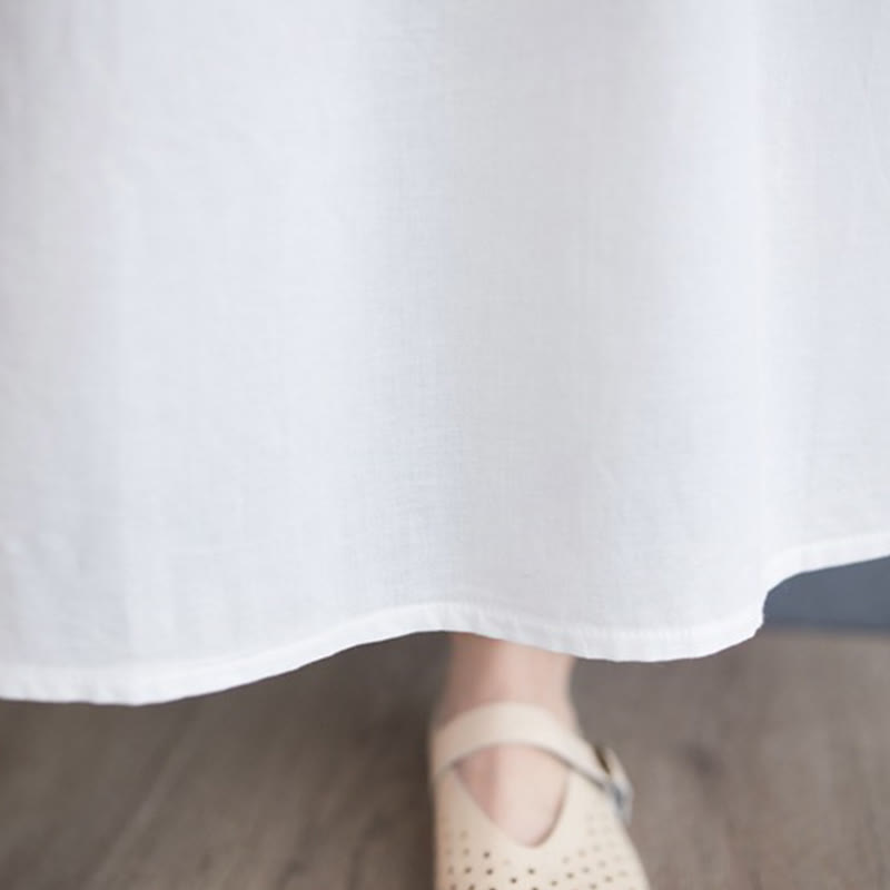 Tactile Cotton Pleated Half-Sleeve Mindful Midi Dress